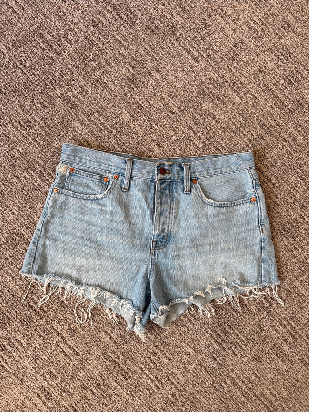 Madewell Light Blue Distressed Denim Shorts